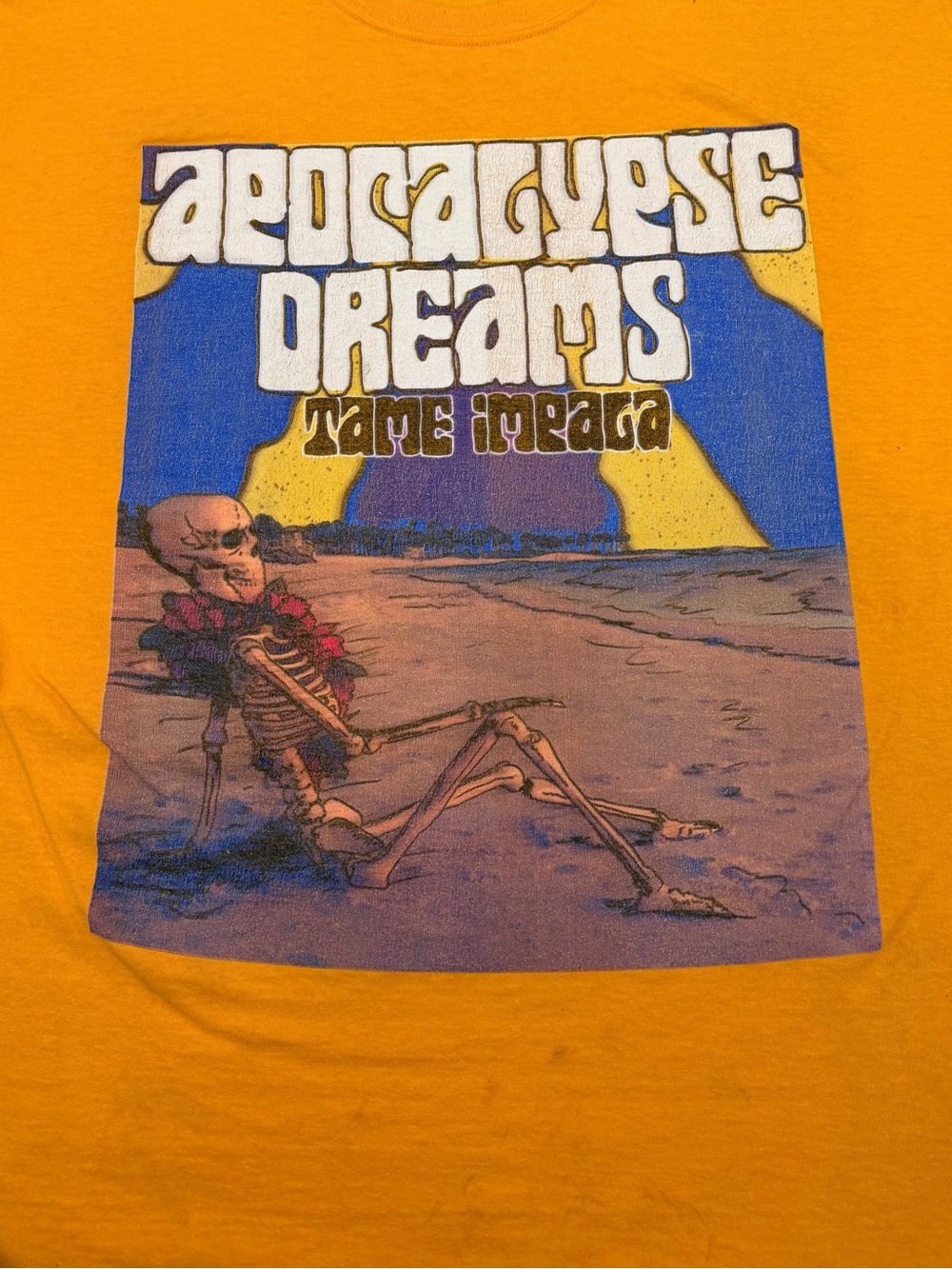 Apocalypse Dreams Tame Impala Skeleton Shirt Yellow Size XL